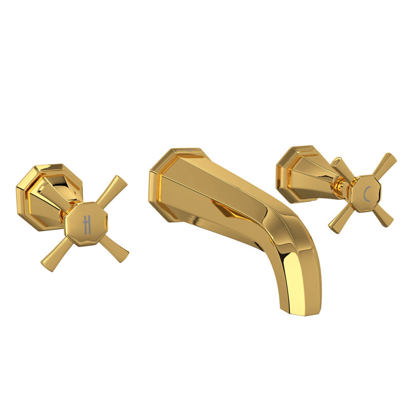 Deco Wall Mount Lavatory Faucet Trim, Laiton non laqué