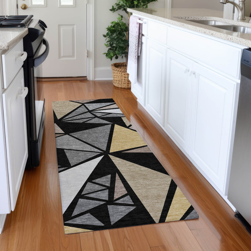 Premium Machine Washable Ketterer AMF1039 Geometric Rug, Runner 2'3" x 7'6"