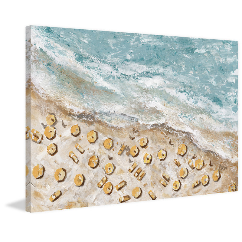 «Beach Sun Shade» par Eyre Tarney - peinture sur toile tendue, H 12 po x l 18 po x P 1,5 po