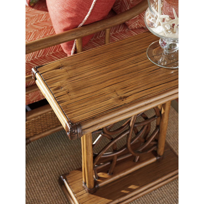 Twin Palms 22'' Brown Rattan and Bamboo Accent Table