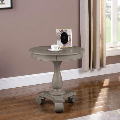 Table de bout ronde transitionnelle, table d'appoint de salon en bois
