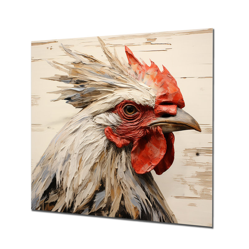 Art mural en métal Rustic Rooster Wooden, H 16 po x l 16 po