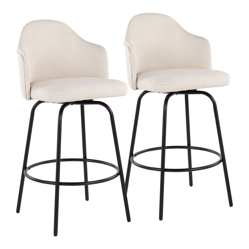 Lakyia Swivel Upholstered Counter Stool with Metal Frame, Black Velvet