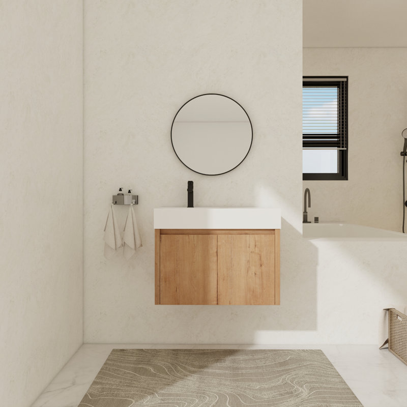 Dacoma 29.53'' Single Bathroom Vanity with Resin Top, White