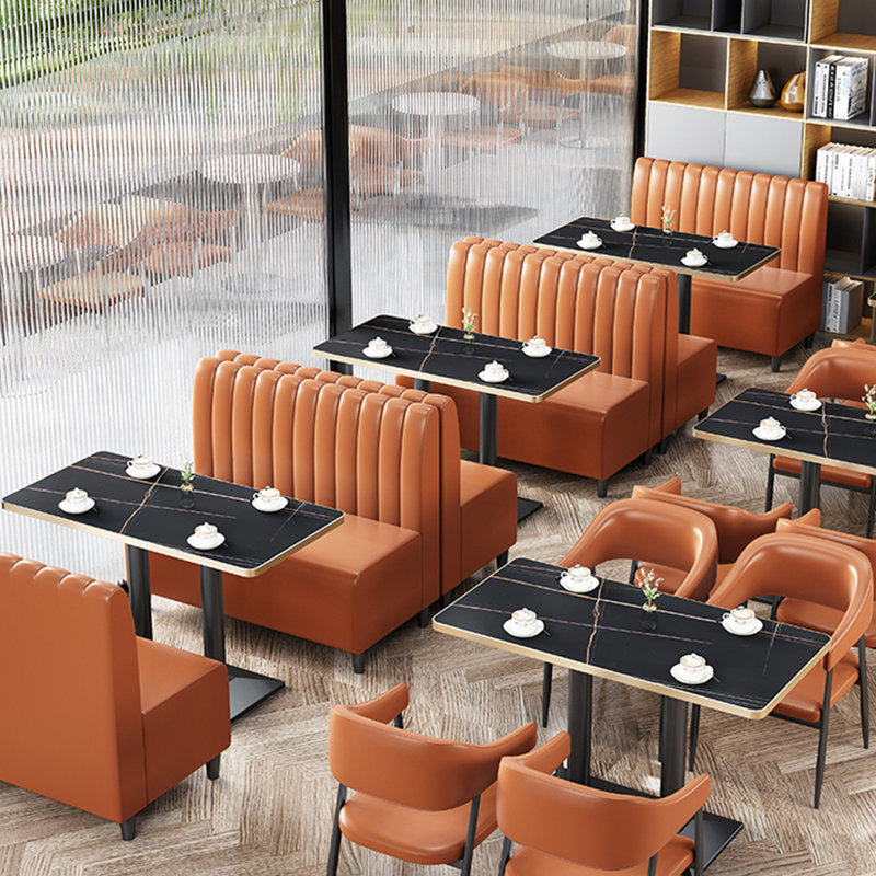 Banc rembourré en similicuir Nordic Modern, Orange