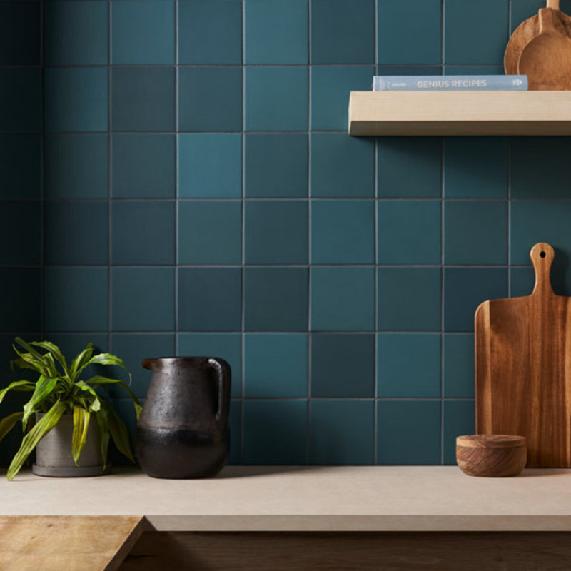 Born 5X5 Matte Porcelain Tile, Teal Blue