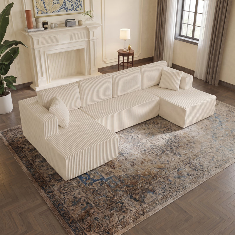 Canapé-lit modulaire en U compressé modulaire, peu encombrant et facile à déplacer pour le salon, Beige