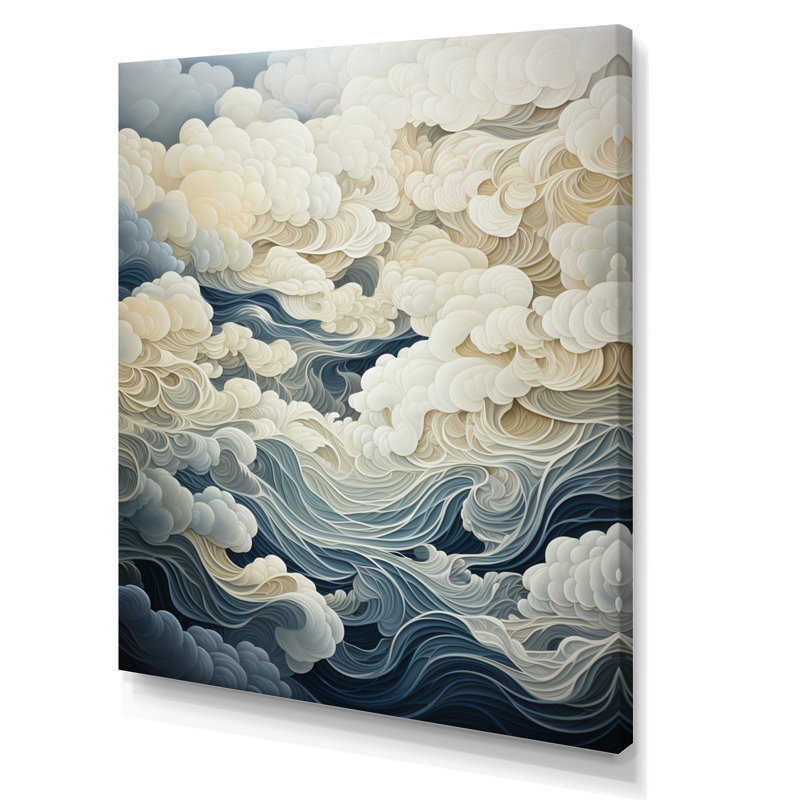 Nuage gris ciel I - décoration murale nuages, H 44 po x l 34 po x P 1,5 po, Toile tendue