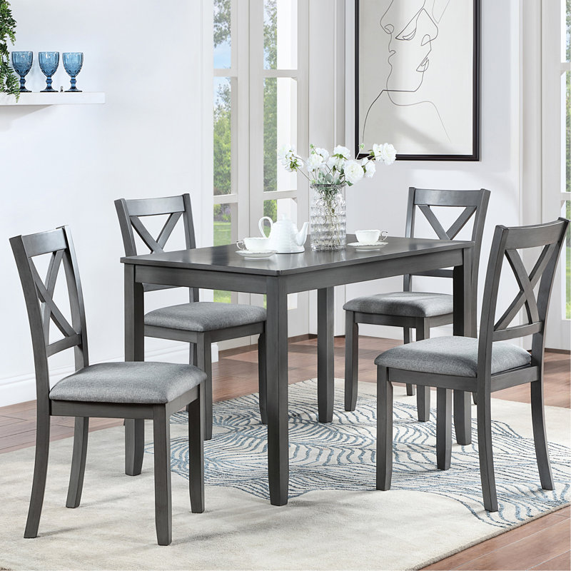 Chaises de salle à manger rembourrées en bois massif gris pour la cuisine, la pièce ou la chambre à coucher avec coussin confortable et assemblage facile Gris, bois massif, chaises de salle à manger rembourrées, cuisine, pièce, chambre à coucher, confortable