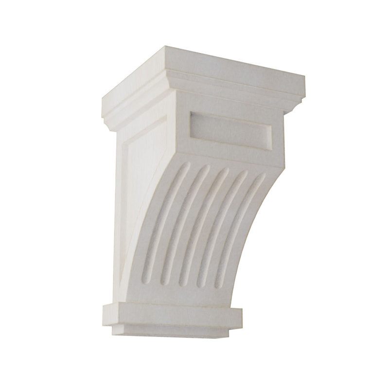 Corbeau en bois cannelé à décor rétro, H 13 po x l 7 po x P 7,5 po, Blanc craie cendré