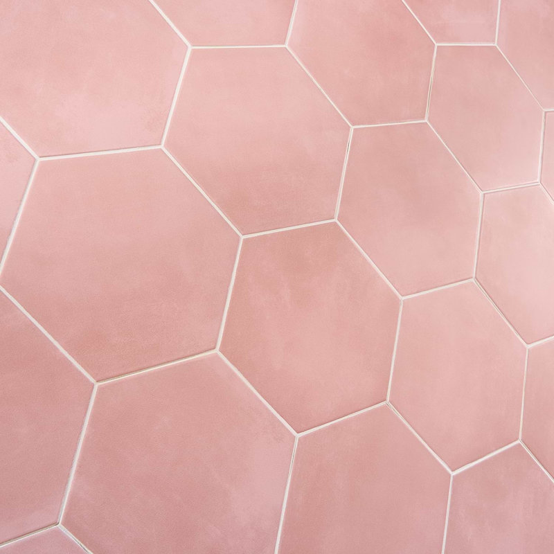 HexArt 8" Hexagon Porcelain Matte Tile, Rose 8" Hexagon