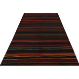 Vintage Hand Knotted Wool Striped Area Rug