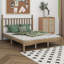 Grand lit plateforme rétro en bois avec tête de lit en forme de gourde, cadre de lit avec support en lattes de bois, pour la chambre à coucher
