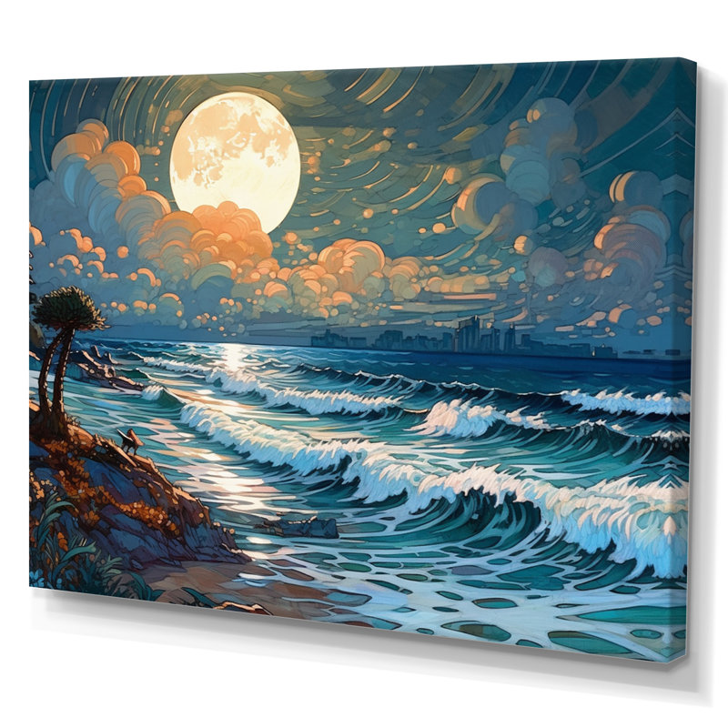 Golden Blue Majestic Waves II, reproduction d'art sur toile, H 12 po x l 20 po x P 1 po, Toile tendue