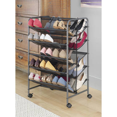 Costway 5-Tier Wood Shoe Rack Freestanding Large Shoe Storage Organizer  Heavy-duty