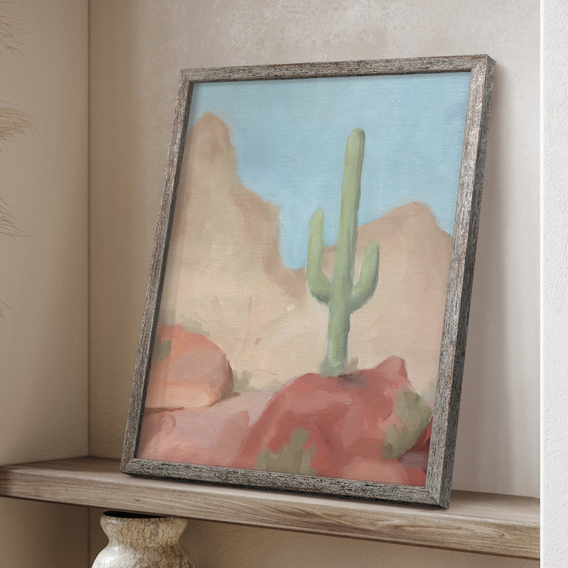 Sunny Saguaro III, reproduction encadrée - bois massif, H 11 po x l 9 po