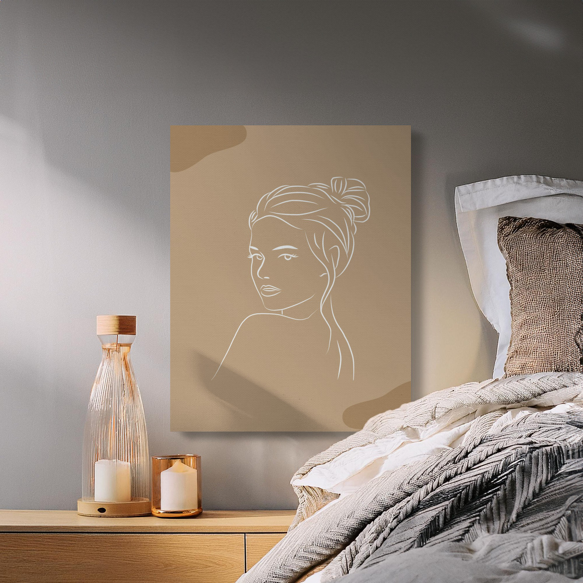 Lark Manor Minimalist Woman Portrait Canvas Art, Line Art Print ...