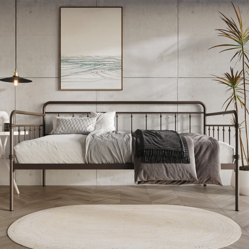 Lit de jour Allandy, Lit simple, Brun