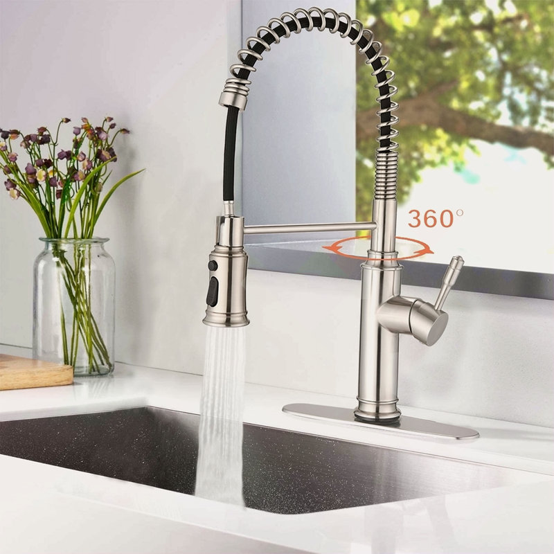Robinet de cuisine tactile avec douchette extractible, Nickel brossé