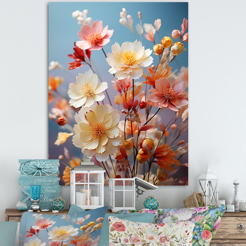 «Meadow Wildflower Whispers», reproduction d'art sur toile florale et botanique, H 32 po x l 24 po, Toile tendue