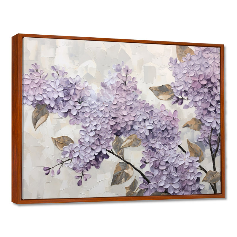 «Beautiful Lilac Dreamscape I», art mural lilas, H 30 po x l 40 po x P 1,5 po, Cadre flottant brun