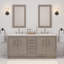 Hugo 72 In. Double Sink Carrara White Marble Countertop Vanity In Grey Oak With Gooseneck Faucets-53302461