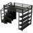 Versatile Metal Loft Bed With Integrated Storage Shelves, Cabinets, And Wardrobe For Enhanced Living And Working Spaces