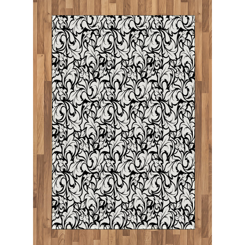 Floral High Density Long Fiber Poly Threads Decorative Area Rug Carpet, Rectangle 4' x 5'8"