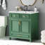 Meuble-lavabo de 30 po avec lavabo en résine, armoire de rangement en bois massif avec portes à fermeture douce, style rétro