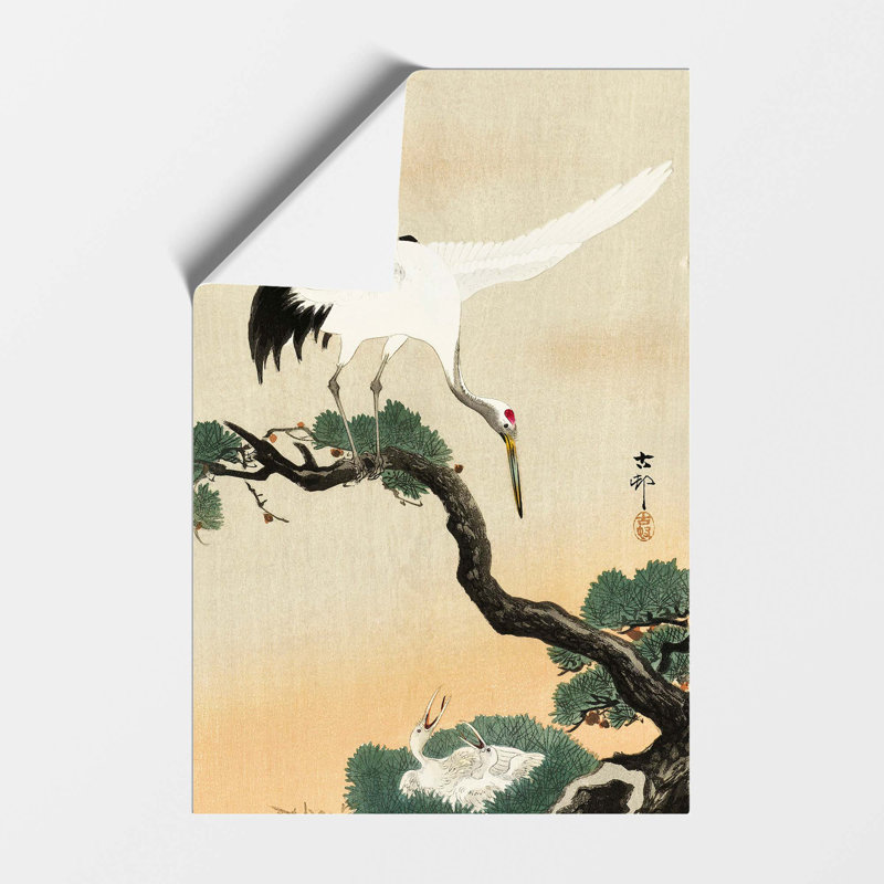 Japanese Crane Birds by Ohara Koson - No Frame Painting, 59.4 cm H x 42 cm W