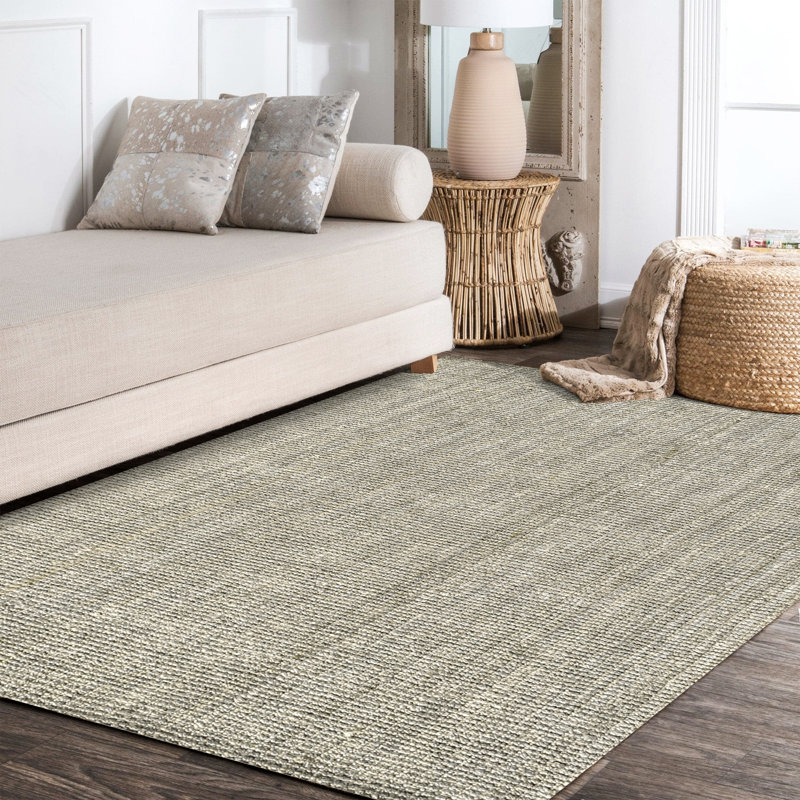 Pata Hand Woven Chunky Jute Gray Rug, Rectangle 4' x 6'