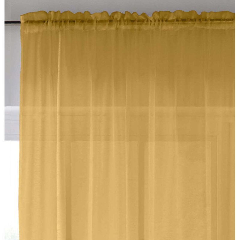 Roiann Sheer Curtain Pair, 145cm Width x 122cm Drop, Gold