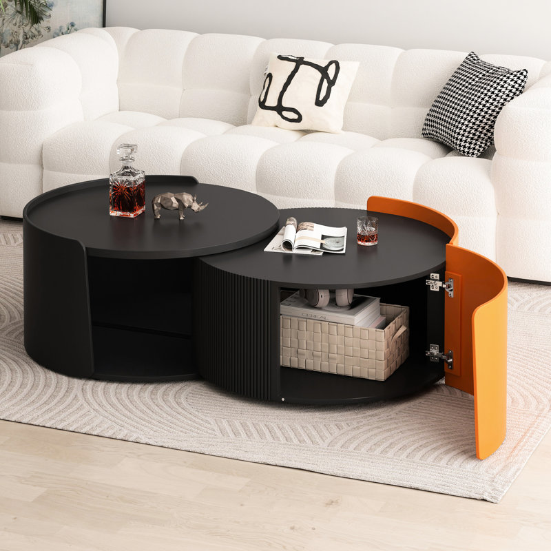 Table basse gigogne (table unique), Noir / Orange