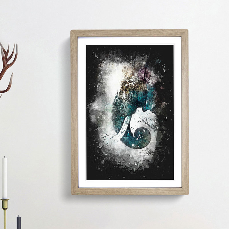 Elephant Profile - Framed Print, Oak Framed, 63cm H x 45cm W x 2cm D