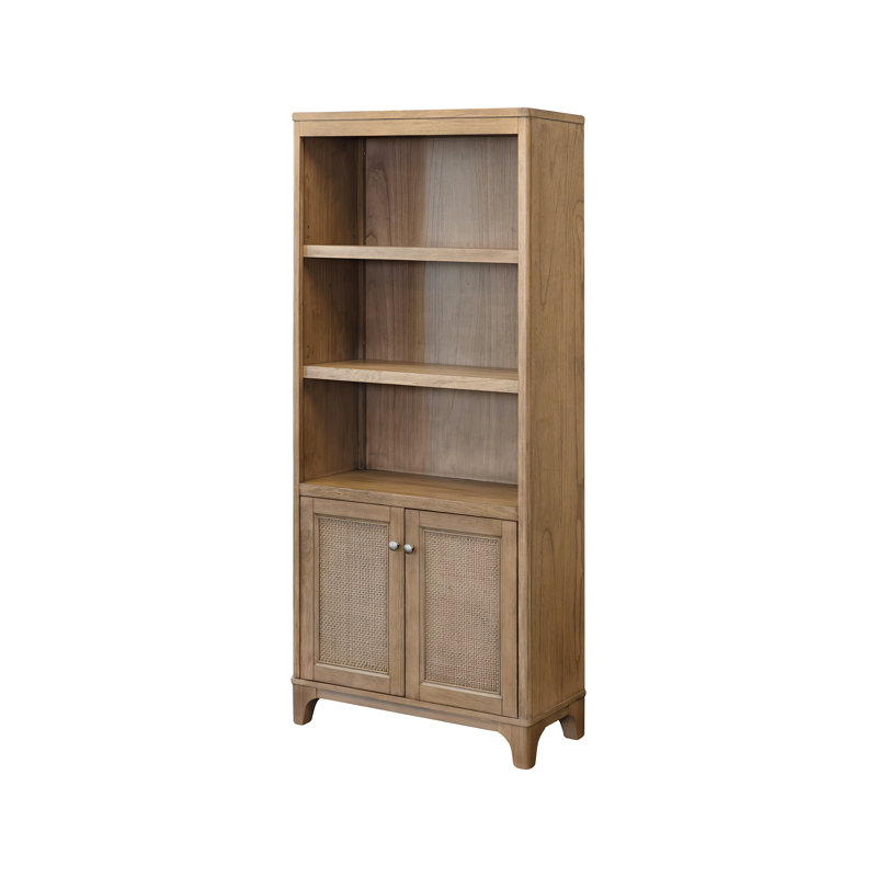 Bibliothèque moderne en bois avec portes, étagères de bureau, armoire de rangement, entièrement assemblée, brun