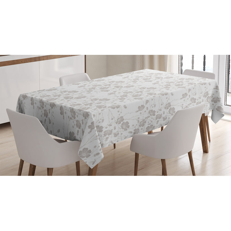 Flower Hand Drawn Tablecloth, 84" L x 60" W