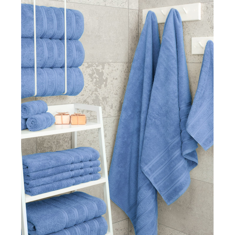 Edison 100% Turkish Cotton Quick-Drying Bath Towels (Set of 4), Electric Blue