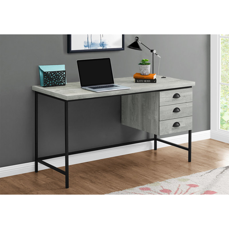 Bureau d'ordinateur, bureau personnel, ordinateur portable, tiroirs de rangement, travail, métal, stratifié, Gris