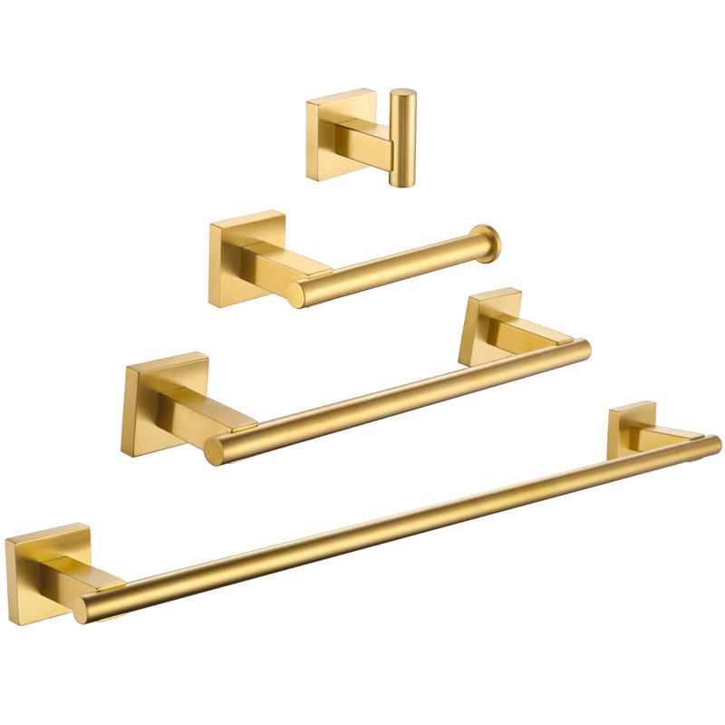 4 - Piece Bathroom Hardware Set, Brushed Gold