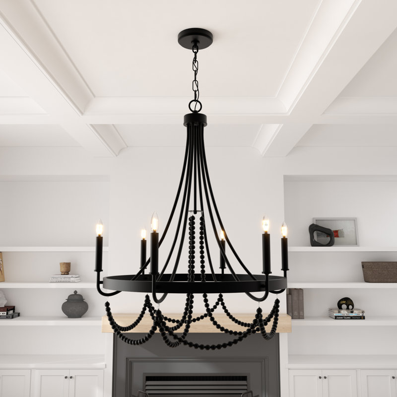 6 - Light Steel Dimmable Chandelier Black Dining Room Chandelier