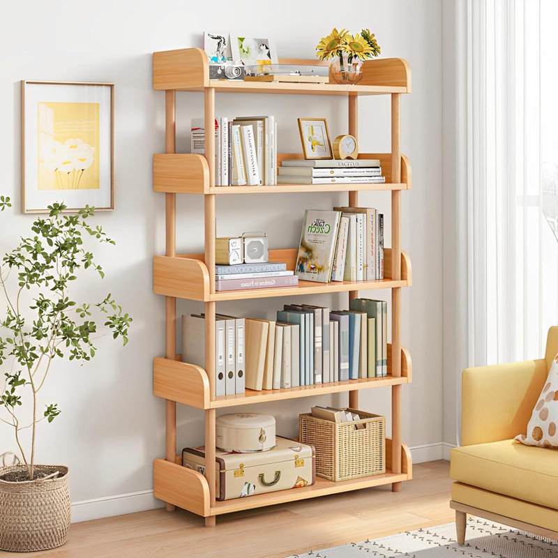 5-Tier Wooden Open Bookcase - Modern Display Bookshelf