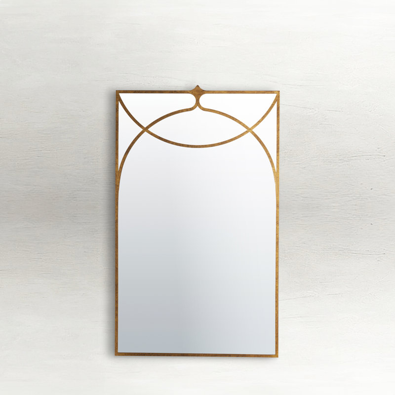 Swan Rectangle Metal Wall Mirror, Gilded Gold