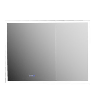 LED Bathroom Medicine Cabinet with Mirror, Aluminum Framed Mirror Cabinet with Lights, Anti-Fog, Stepless Dimming & 3 Color Temperature, Memory Light Function, Recessed or Surface Mount, Adjustable Glass Shelves