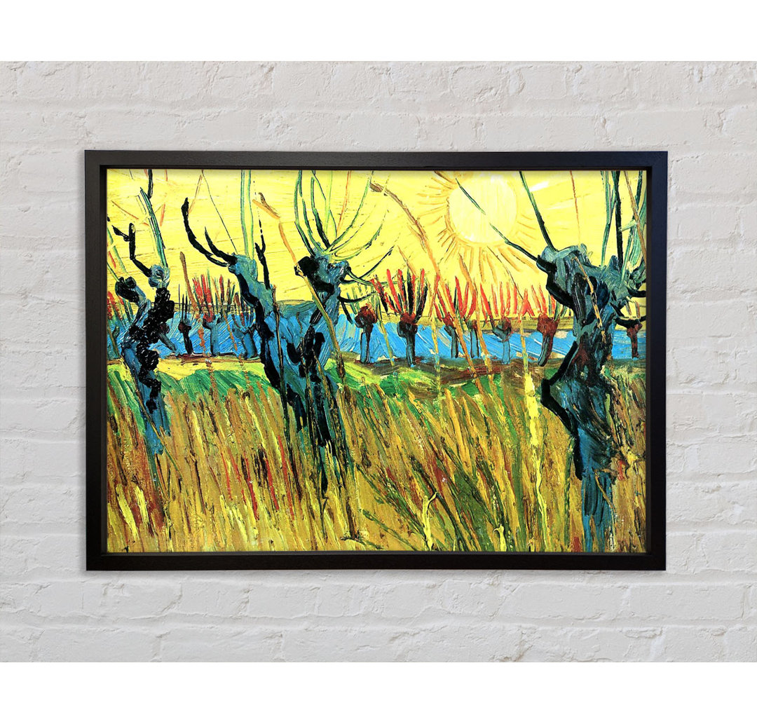 Weiden bei Sonnenuntergang von Vincent Van Gogh - Einzelbildrahmen Kunstdrucke auf Leinwand