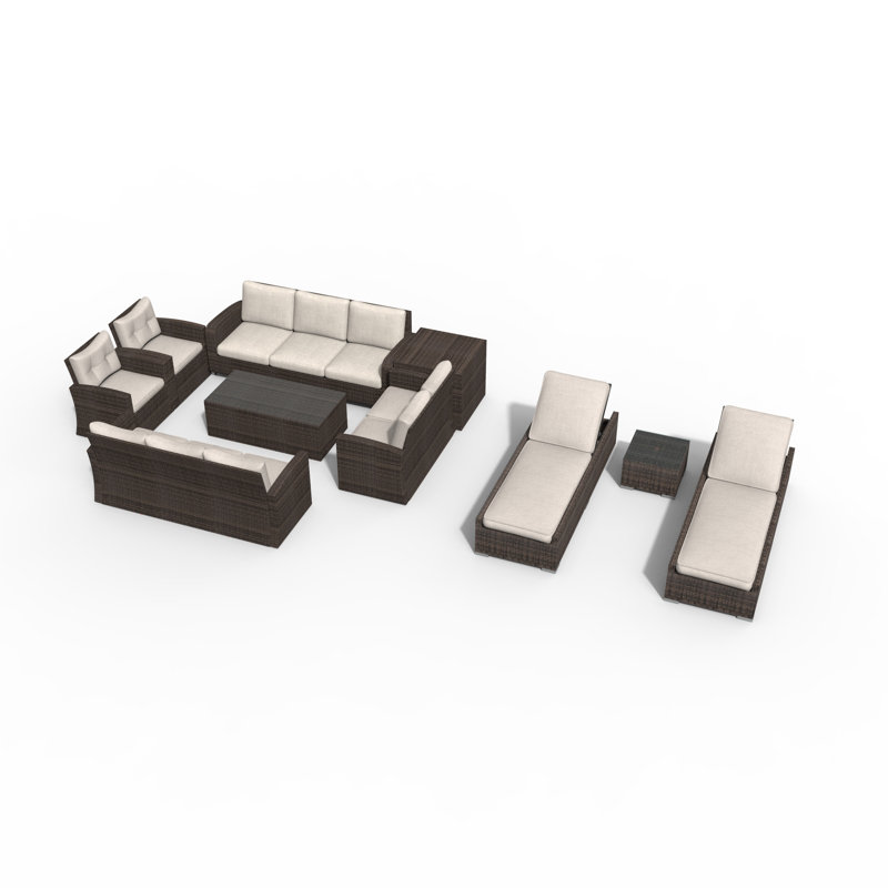 Ensemble de conversation pour patio pour 12 personnes avec coussins