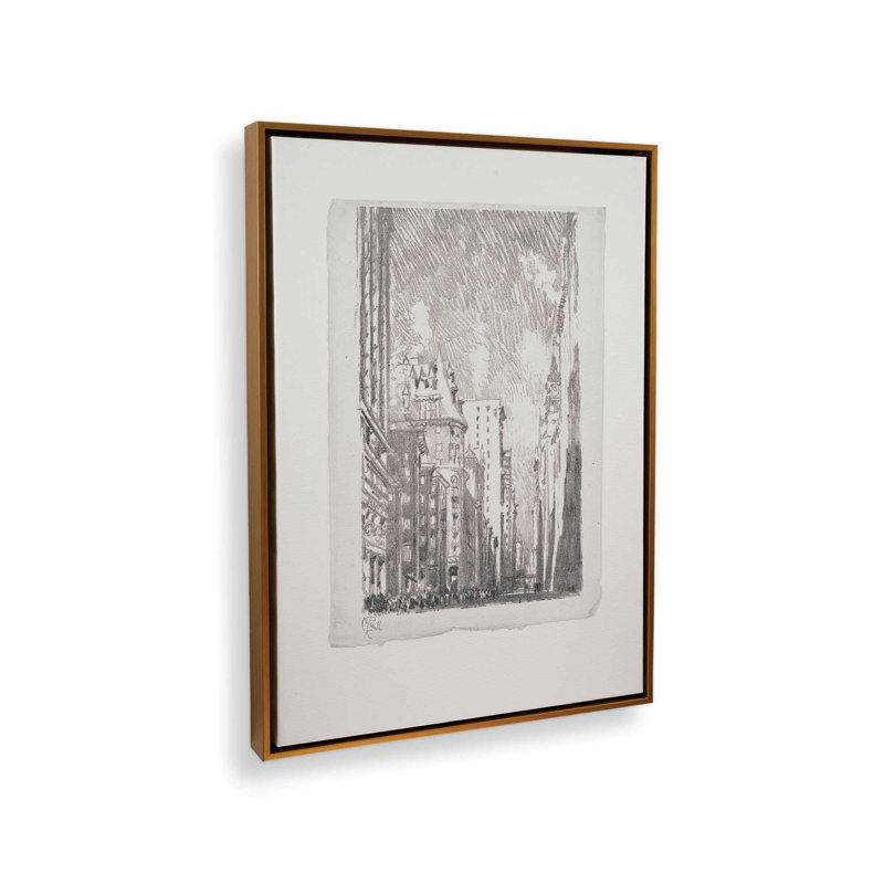 Lithographie de New York 1 par Stellar Design Studio, reproduction d'art, L 24 po x H 32 po, Doré, Toile avec cadre