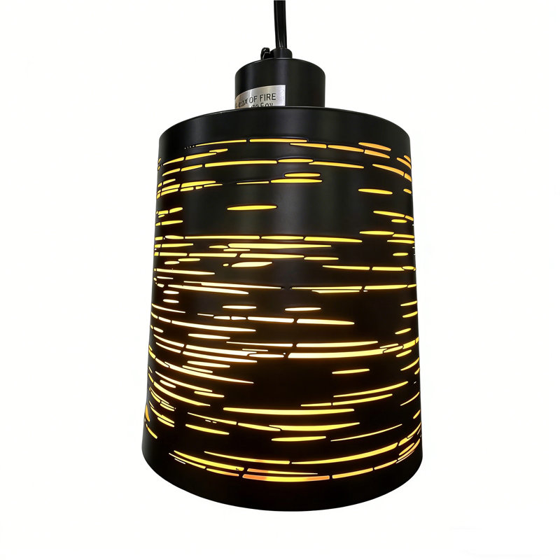 1-Light Black Metal Mesh Modern Pendant Light