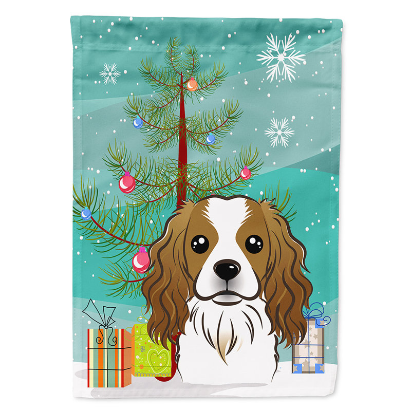Drapeau en polyester 2 côtés sous l’arbre Silloth, Brun cavalier Spaniel, H 40 po x l 28 po x P 0,01 po