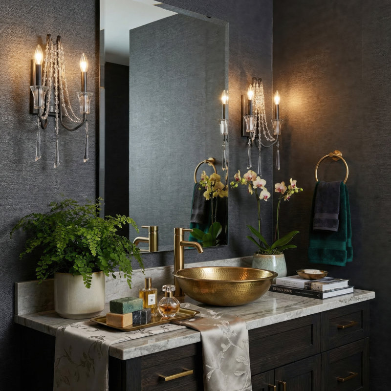 Barcelona 2-Light Crystal Wall Sconce, Onyx