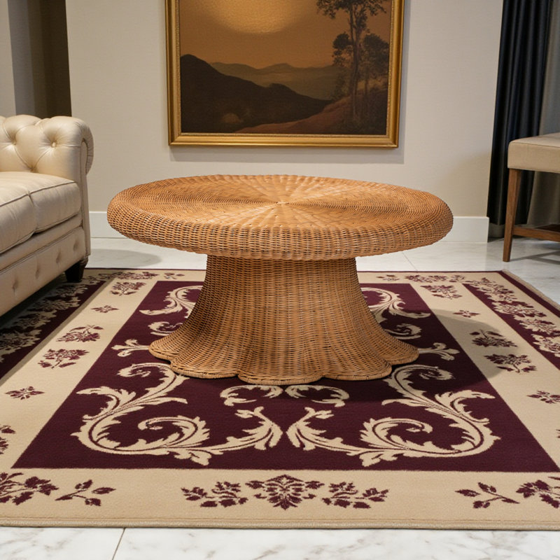 Table basse ronde en rotin tressé à la main Esmeralda